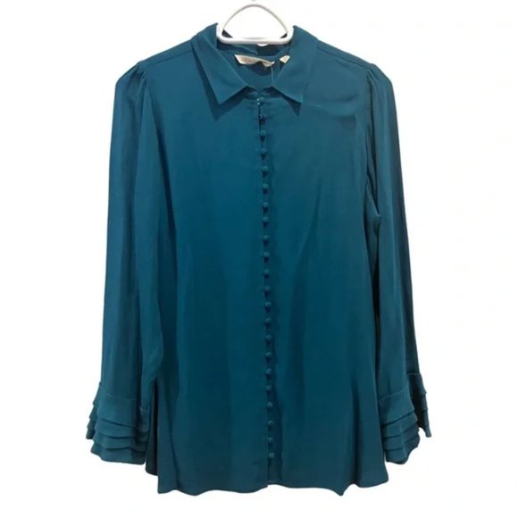 Soft Surroundings Poet Blue Blouse - Picture 1 of 9